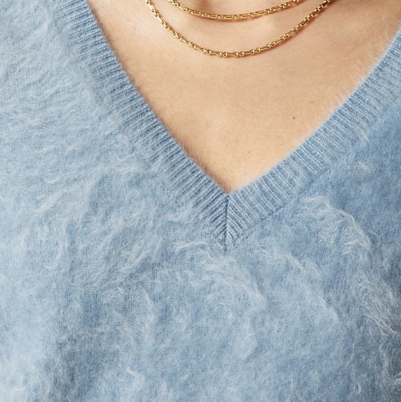 NWT J. Crew Brushed 100% Cashmere V-Neck Sweater Regatta Blue Size Large NEW - Picture 2 of 9